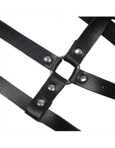 Subblime Lederring Brustharness Schwarz Eine Grösse - MySexyShop.eu