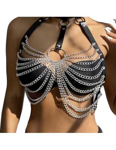 Subblime Chest Harness With Big Ring Chains One Size