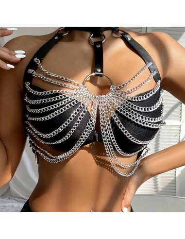Subblime Chest Harness With Big Ring Chains One Size