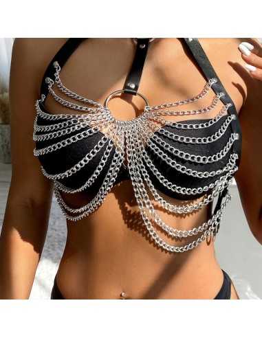 Subblime Chest Harness With Big Ring Chains One Size