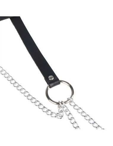 Subblime Cinturon De Cadenas Anillas Cuero Negro Talla Única - MySexyShop (ES)