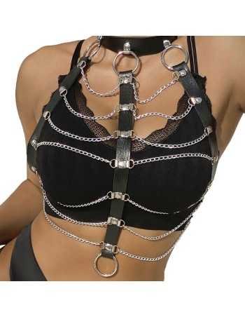 Subblime Chest Harness Leather Chains Black One Size