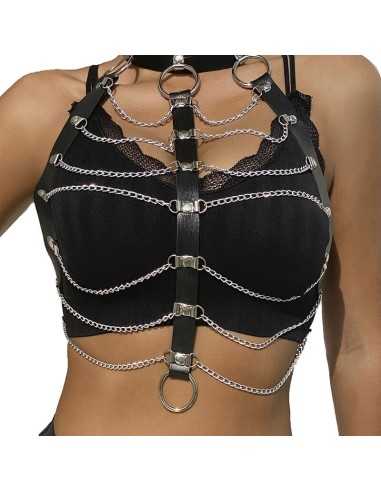 Subblime Brustharness Lederketten Schwarz Einheitsgrösse - MySexyShop.eu