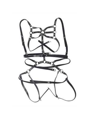 Subblime Body Harness Adjustable Straps Leather Black One Size