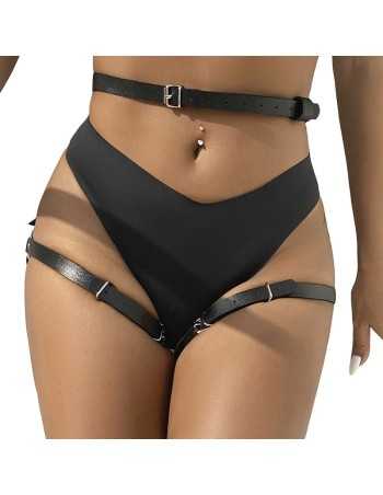 Subblime Leder Taille Und Bein Harness Schwarz Eine Grösse - MySexyShop.eu