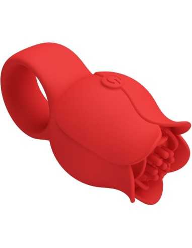 Pretty Love Jae Rose Shaped Finger Vibrator 10 Vibrations Red