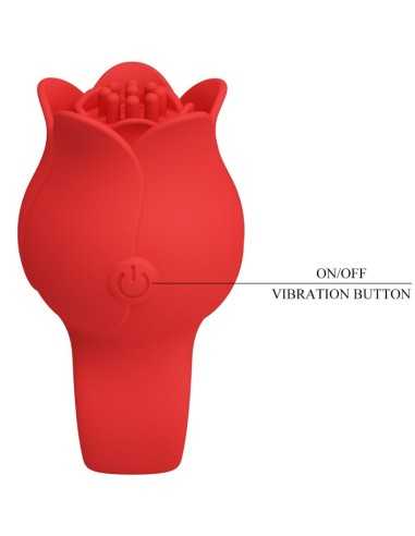 Pretty Love Jae Rose Shaped Finger Vibrator 10 Vibrations Red