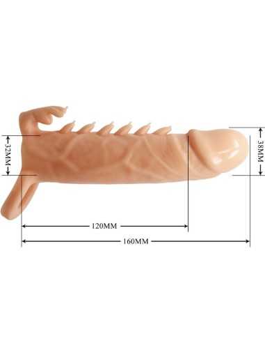 Pretty Love Emmit Penis Sleeve + Clitoris Stimulator Flesh