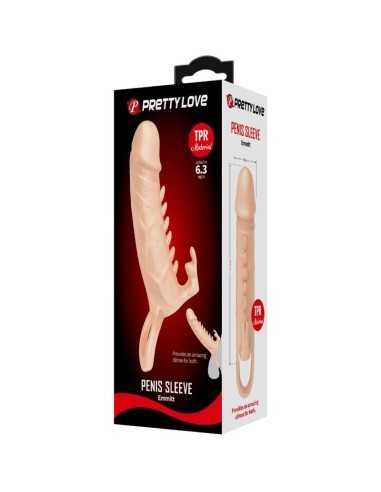 Pretty Love Emmit Penis Sleeve + Clitoris Stimulator Flesh
