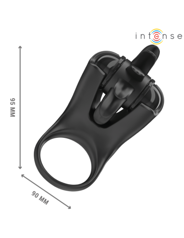 Intense Mabel Vibrating Ring 10 Vibrations With Clitoris Stimulator Black Intense Mabel Vibrating Ring 10 Vibrations With Clitoris Stimulator Black