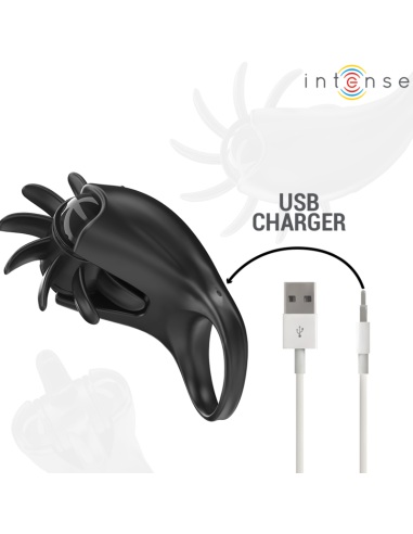 Intense Mabel Vibrating Ring 10 Vibrations With Clitoris Stimulator Black Intense Mabel Vibrating Ring 10 Vibrations With Clitoris Stimulator Black