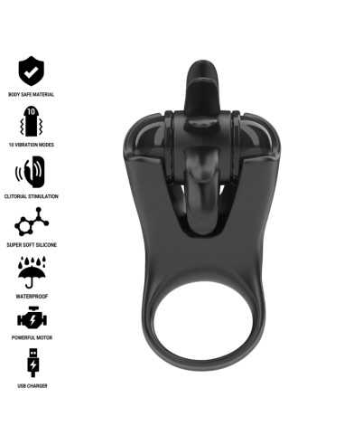 Intense Mabel Vibrating Ring 10 Vibrations With Clitoris Stimulator Black Intense Mabel Vibrating Ring 10 Vibrations With Clitoris Stimulator Black