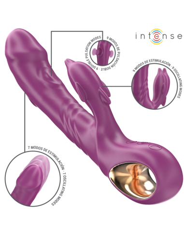 Intense Halle Multifunction Vibrator With Dolphin Stimulating Tongue Purple