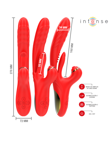 Intense Rosalia Multifunction Vibrator 3 In 1 Red