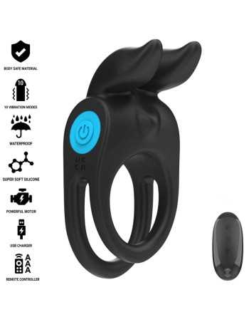 Intense Sam Vibrator Double Penis Ring 10 Vibrations Black