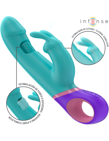 Intense Monica Rabbit Vibrator With Rotating G-Spot Stimulator Blue