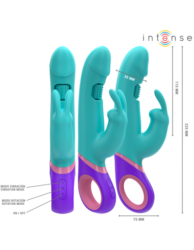 Intense Monica Rabbit Vibrator With Rotating G-Spot Stimulator Blue