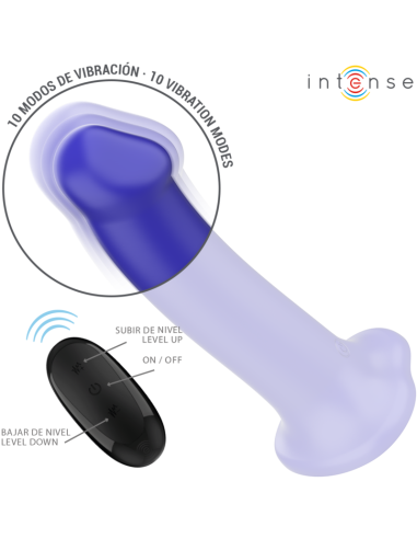 Intense Victoria Vibrator With Suction Cup 10 Vibrations Dark Blue Remote Control