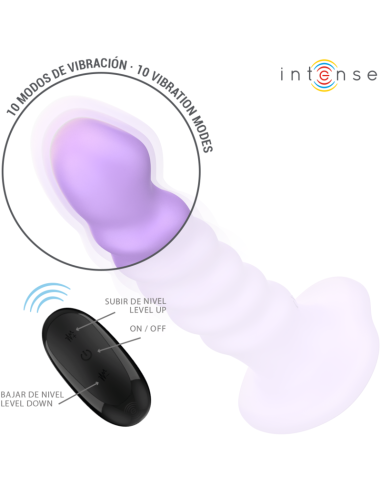 Intense Brenda Vibrator Size M Spiral Design 10 Vibrations Purple Remote Control
