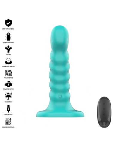 Intense Buffy Vibrator Size S Spiral Design 10 Vibrations Blue Remote Control