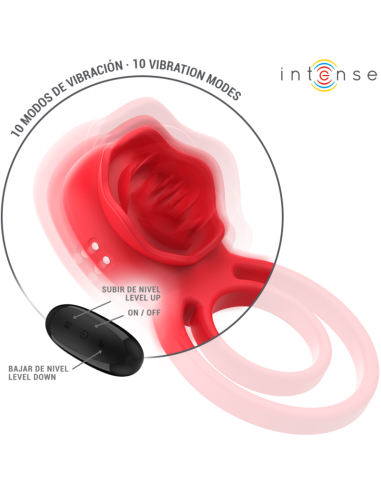 Intense Gail Stimulator Rose 10 Vibrations Red Remote Control