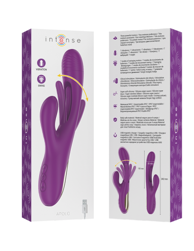 Intense Apolo Rechargeable Multifunction Vibrator 7 Vibrations With Swinging Motion Purple