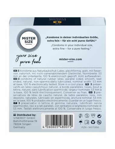Mister Size Condom Size M 53 Mm (3 Units)