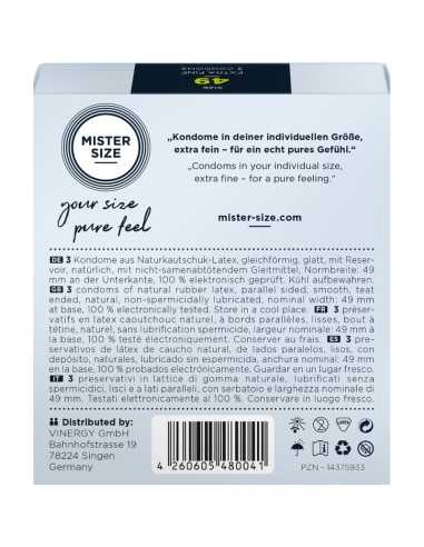 Mister Size Condom Size S 49 Mm (3 Units) Mister Size Condom Size S 49 Mm (3 Units)