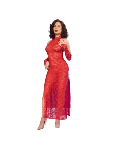 Chilirose Cr 4853 Red Lace Dress With...