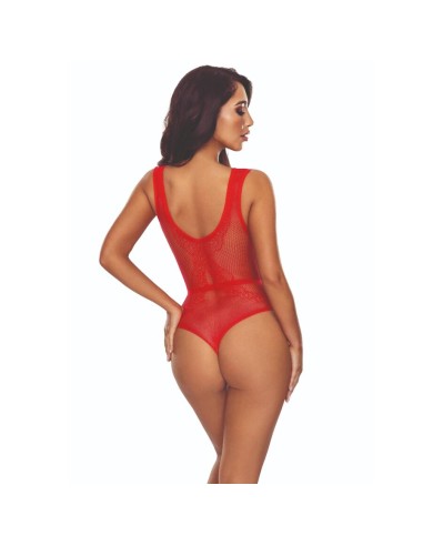 Passion Bs115 Bodystocking Grid Vermelho