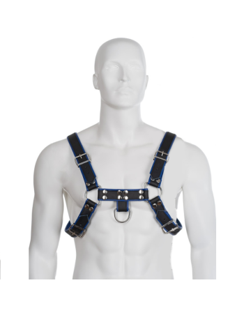 Leather body chest bulldog harness black/blue leather - MySexyShop (ES)