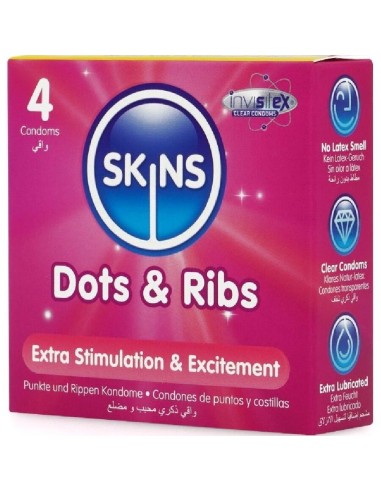 Skins Dots & Ribs Premium Condoms Pack 4