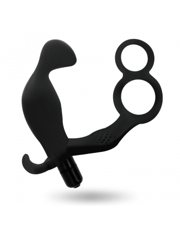 Addicted toys anal plug with double penis ring and testicles black | MySexyShop (PT)