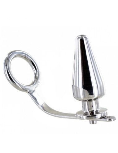 Metalhard cock ring with plug anal 45 x 50mm | MySexyShop