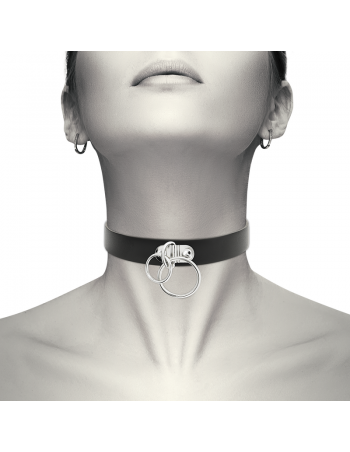 Coquette hand crafted choker vegan leather double ring |