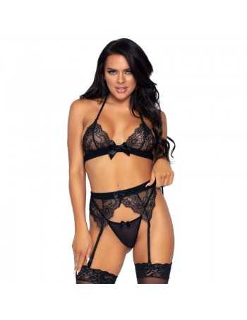 Leg Avenue Three Pieces Set Top + Garter Belt and G-string - MySexyShop.eu