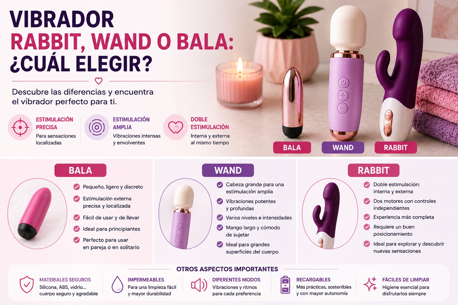 Vibrador rabbit, wand o bala: cuál elegir