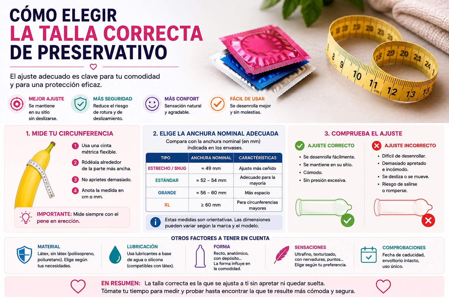 Cómo elegir la talla correcta de preservativo